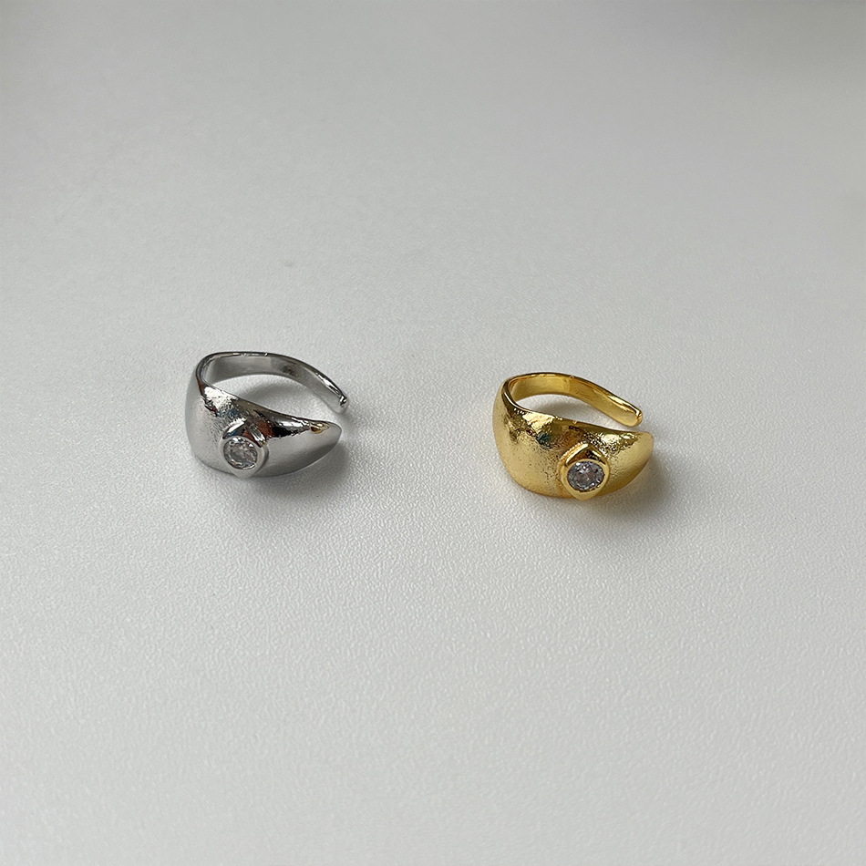 Fashion Solid Color Copper Plating Inlay Zircon Open Ring 1 Piece