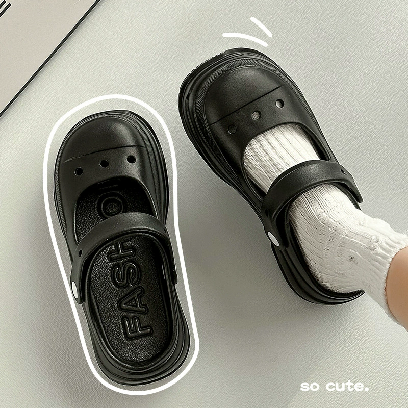 Женские туфли с толстой подошвы Мэри Джейн 2025 летний новый внешний вид, увеличенные сандалии на мягкой подошве, милые академические дикие одиночные туфли