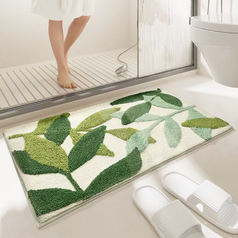 Fresh and Simple Cross-Border Imitation Cashmere Bathroom Mat, Strong Water Absorption, Non-Slip Foot Mat, Quick-Drying Carpet Mat for Home Bathroom