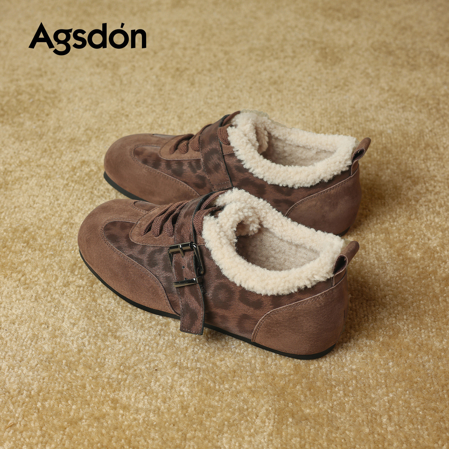 Augu Lion Dengjia de terciopelo zapatos de entrenamiento de mujer 2025 nuevo invierno grueso botas de nieve de algodón zapatos deportivos de algodón