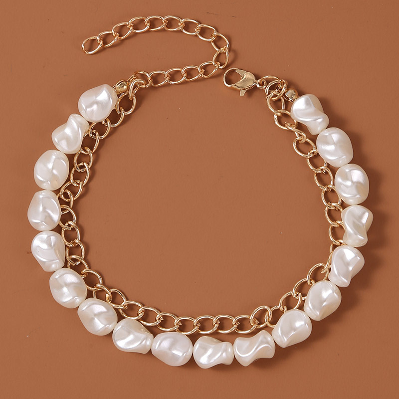 Fashion Multi-layer Pearl Alloy Anklet Wholesale display picture 3