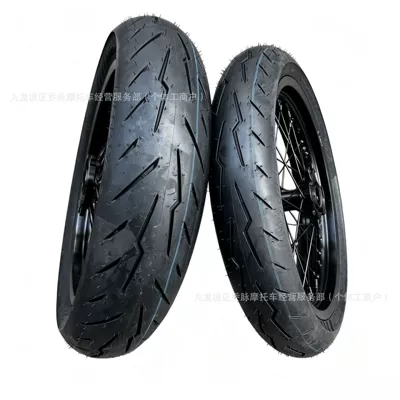 Ultra Bee fat tire 110/70R17 rear 140/70R17 modified semi-hot-melt tire with slick rims (Motorcycle wheel hub) - black-wheel-hub-black-cap