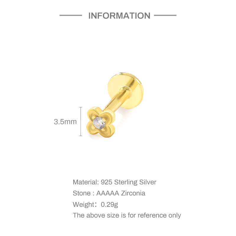 Zircon Inlay Material 1 Piece Ear Cartilage Rings & Studs Fashion Cross Circle Flower Silver Plating Inlay Zircon