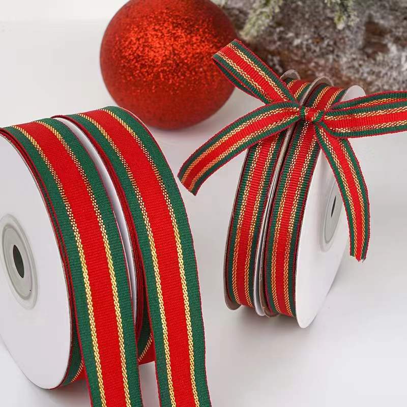 Navidad borde dorado cinta árbol de Navidad regalo caja de regalo cinta decorativa hecha a mano IDY embalaje cinta 1CM2CM2.5cm