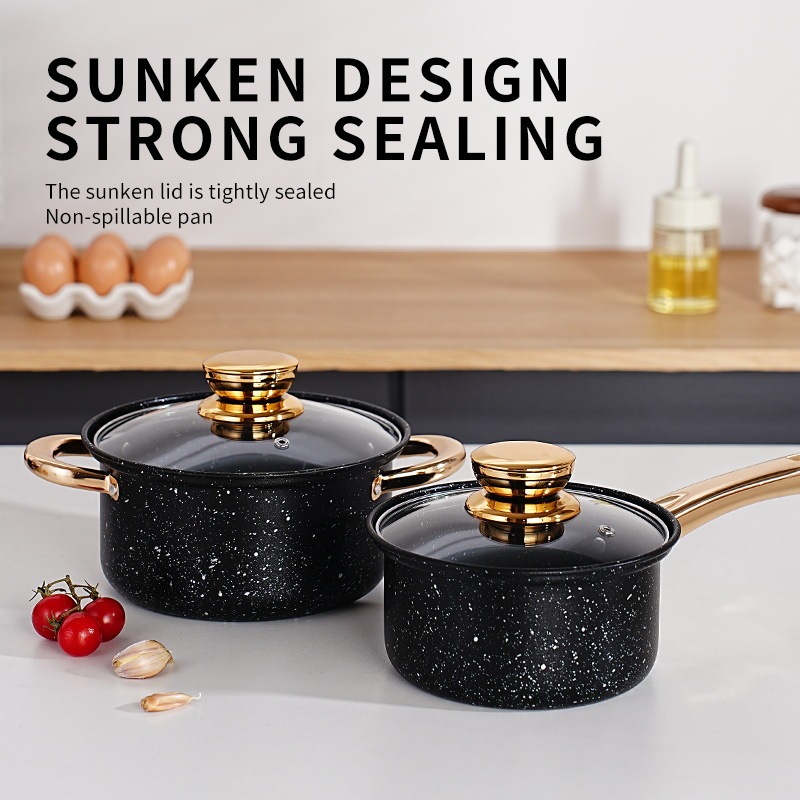 麦飯石金色ハンドルスープ鍋調理鍋nonstick pot調理器具セット|undefined