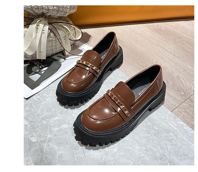 Giày lười nữ mũi tròn đế dày gót 3–5 cm — Màu nâu, Màu đen chi tiết 25