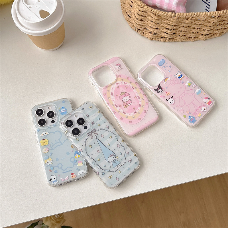 漫画カラフルなスターロングハット KT iPhone16 Apple 15ProMax/14/13 携帯電話ケースガールハートに適しています|undefined