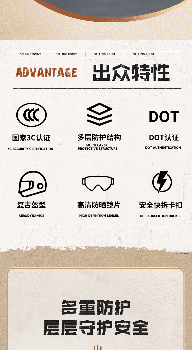 Foreign Trade Specializes in Motorcycle Retro Helmets, Electric Motorcycles, Motorcycle Cruise 3/4 Helmets, Unisex Safety Hats