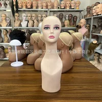 Модный стиль красоты, парик, модель головы, изысканные брови, глаза, губы, макияж, реалистичный дисплей для половины тела, реквизит для парикмахерских услуг