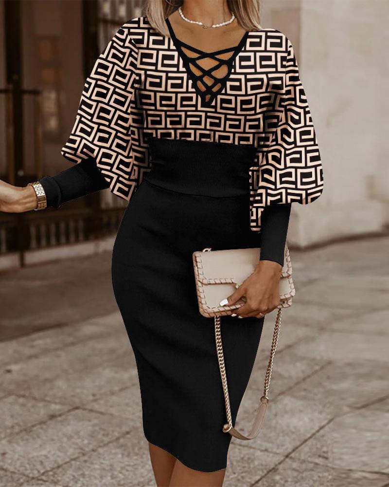 2022 estación independiente AliExpress Amazon popular Otoño e Invierno manga larga cuello en V cintura apretada vaina cuello en V vestido ropa de mujer