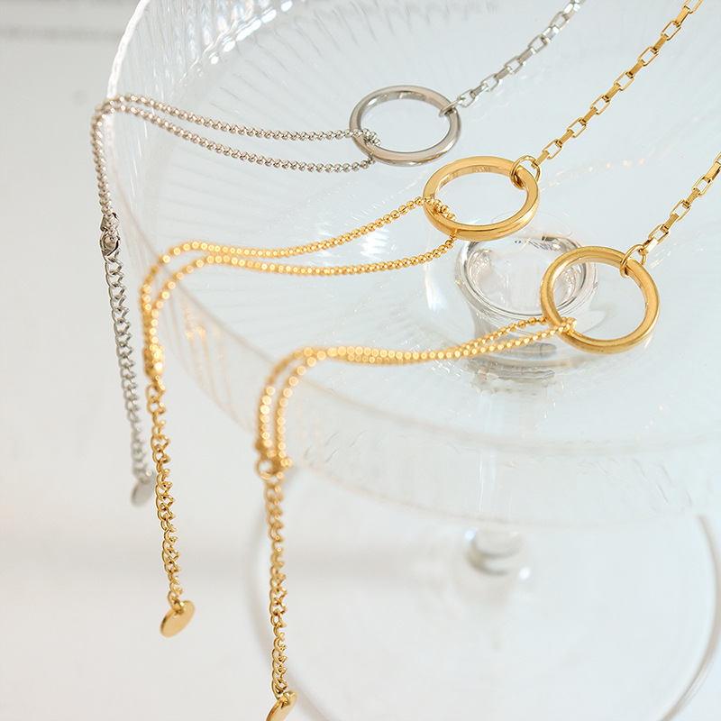 Tiktok red mismo estilo ins joyería anillo pulsera caja cadena con cadena de cuentas material de acero de titanio chapado en oro de 18 quilates pulsera