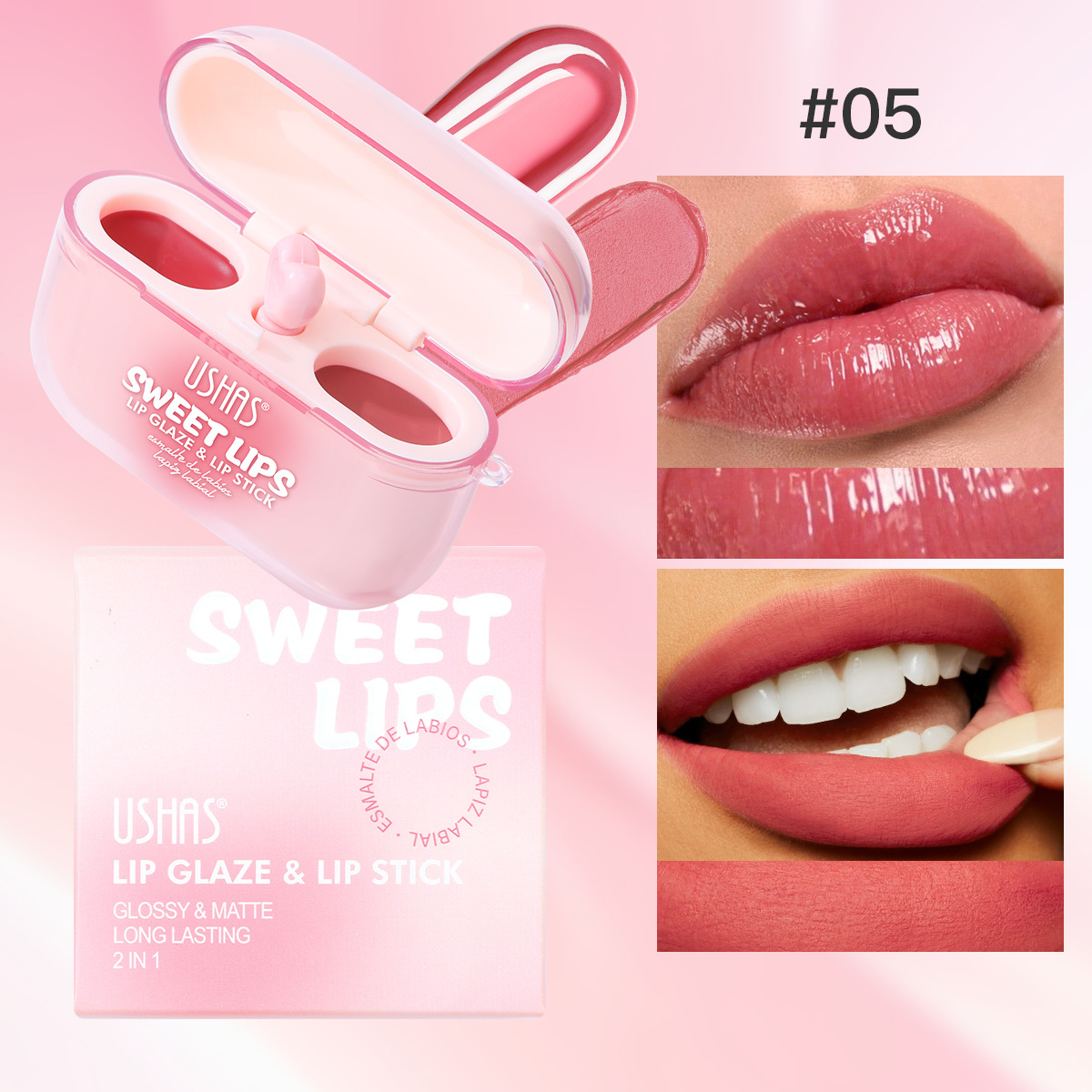 Rubor USHAS, éxito de ventas en Amazon, resistente al agua y de larga duración, UC104, rubor para auriculares con embalaje