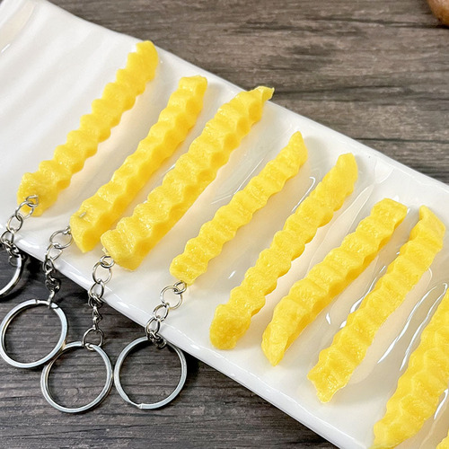 Simulation food keychain pvc wolf tooth potato pendant dual-use food model fun key pendant wholesale
