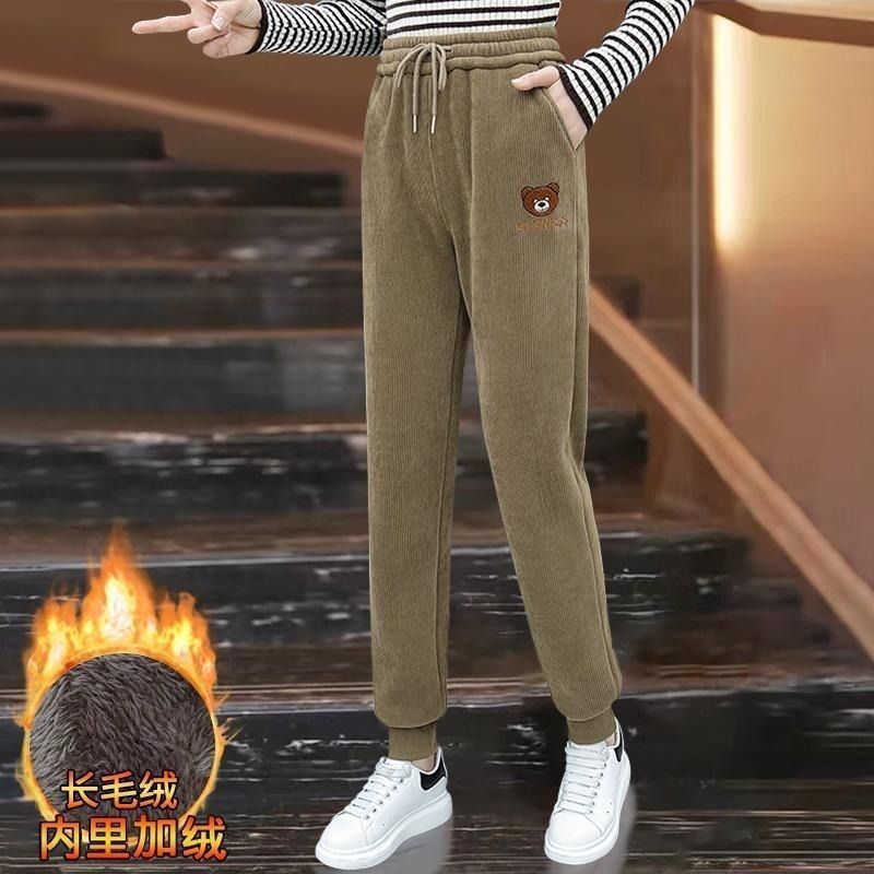 秋の女性用ゆったり着痩せ効果のあるハイウエストストレートパンツ、冬のカジュアルハーレムパンツ、キャロットパンツ、コーデュロイパンツ|undefined