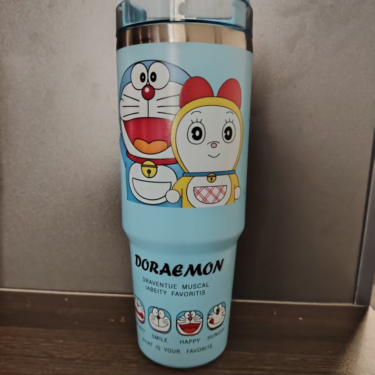 Taza de coche de acero inoxidable 304 explosiva transfronteriza Taza termo con patrón de dibujos animados Taza de hielo de coche linda portátil