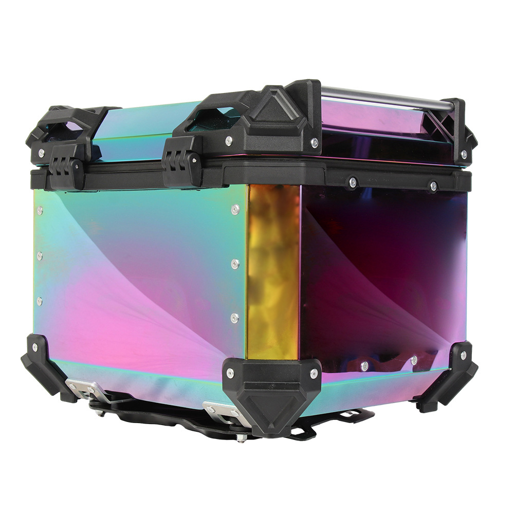 Fabricante de inventario claro Caja trasera de titanio 45L / 65L / 80L galvanizado espejo de motocicleta Caja trasera de aleación de aluminio