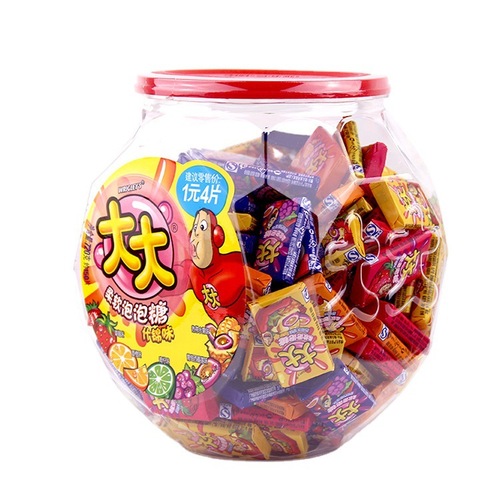 Big soft bubble gum assorted flavor bucket, about 675g, 150 pieces of chewing gum, children's candy, memories of the post-80s generation