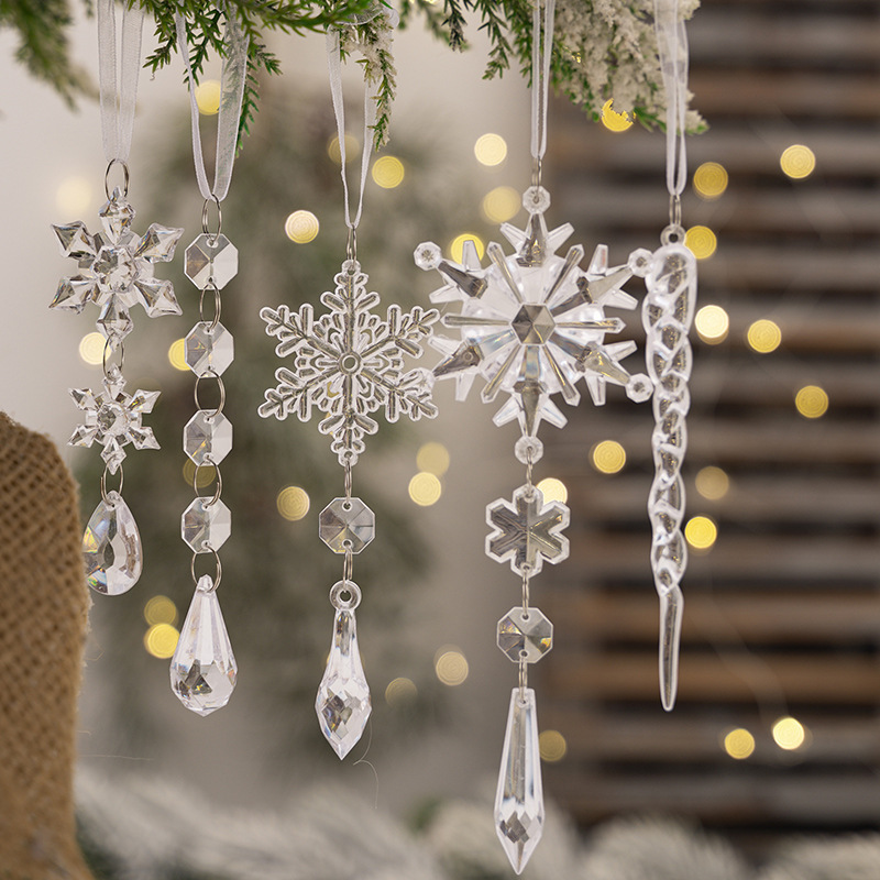 5PCSクリスマス装飾用品アクリル透明ストラップ|undefined