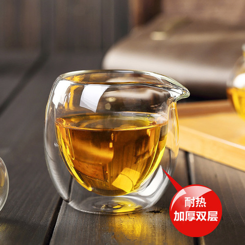 Double-layer glass tea sea glass tea set tea dispenser 200ML glass fair cup tea set accessories