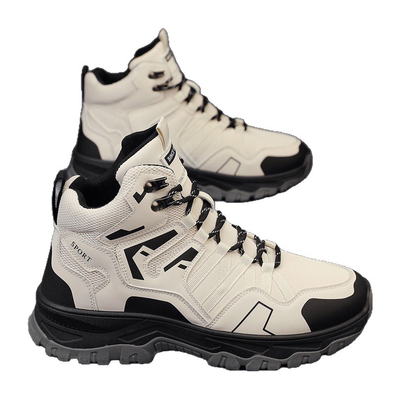Zapatos de invierno de hombre de alta altura 2025 nuevos zapatos de montaña antideslizantes al aire libre para hombres con suela gruesa aumentando las botas Martin