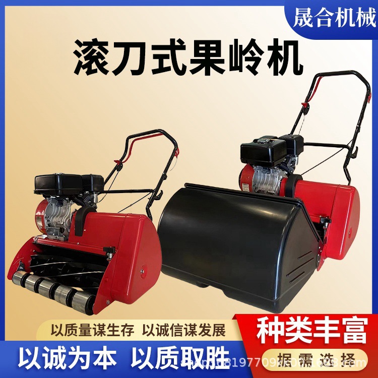 高尔夫球场手推式滚刀式果岭机 小型汽油动力草坪修剪机 割草机