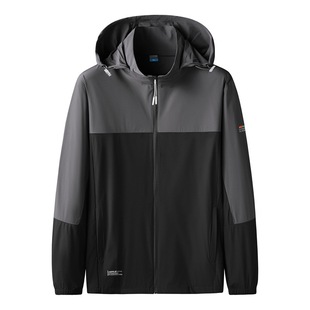 2025 New Summer Style Male Youth Plus Size Fashion Casual Stand Collar Hooded Color Matching Skin Clothing