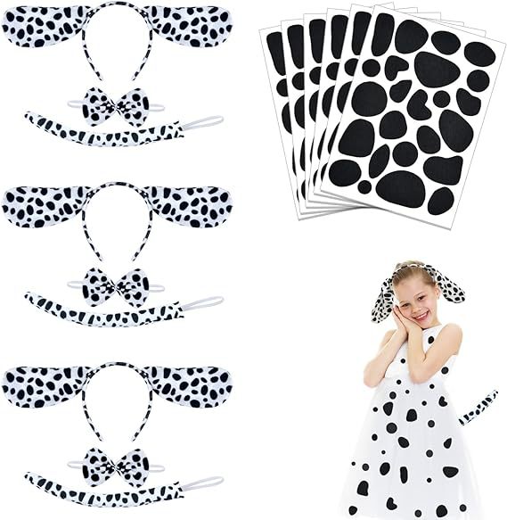 Fascia per capelli dalmata di Halloween, orecchie, guanti, gonna, travestimento per Halloween_voghion.com