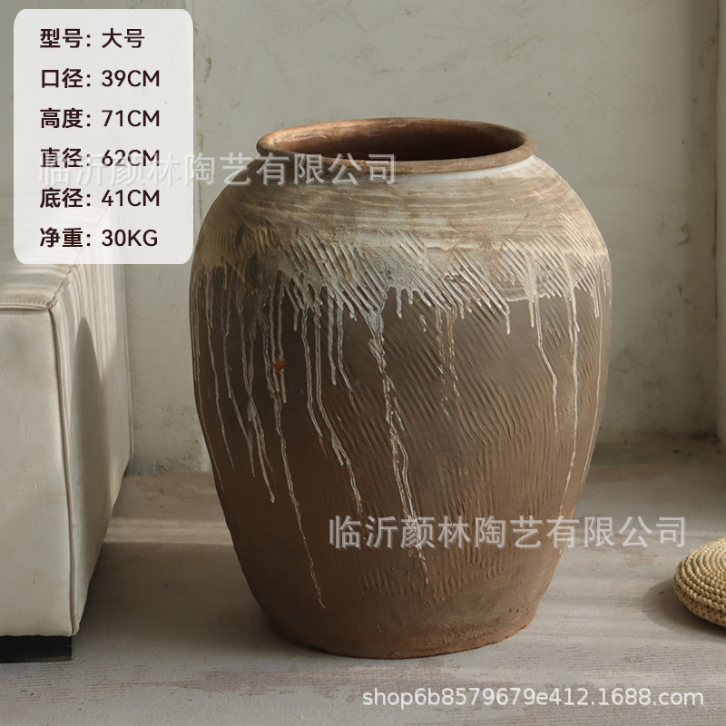 Tanques de cerámica gruesa hechos a mano, decoración suave de la sala de estar, decoración vintage de textura natural, vasijas de cerámica, vasijas de flores