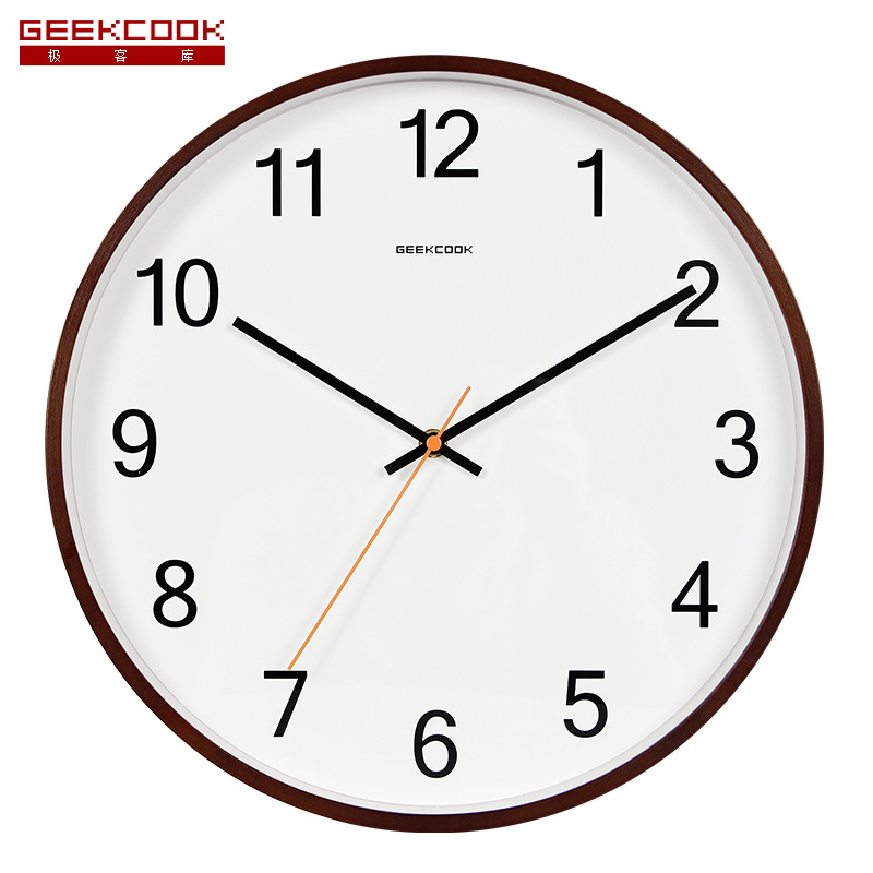 Wooden silent home wall clock: elegant and fresh creative simple Nordic style curved wood clock wholesale