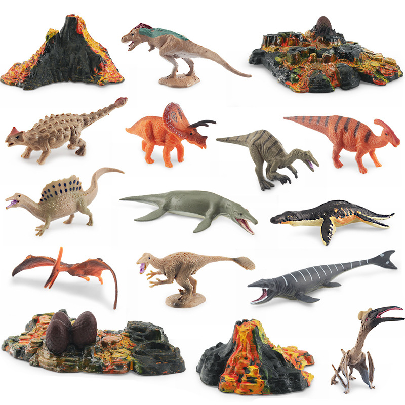 Transfronteriza exportación mini simulación Jurásico dinosaurio volcán 12 traje de escritorio estática modelo Decoración Juguetes