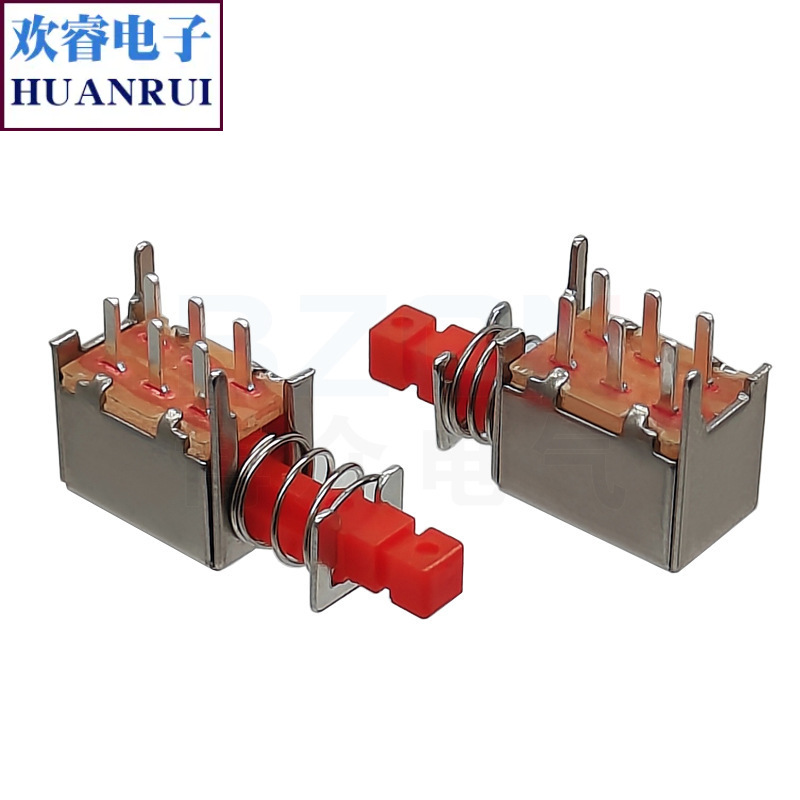 A03-02直键开关PS-22F02双排六脚带定位自锁红头按钮琴键电源开关