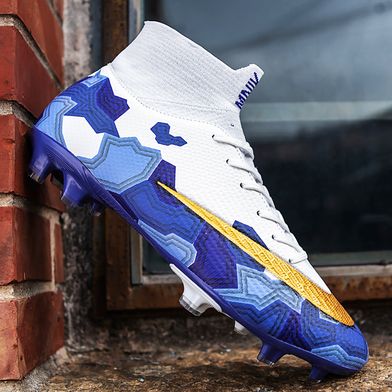 Foreign Trade Large Size Football Shoes New High Top TF Sneakers Male And Female Students Spikes AG Flat Student Training Wholesale_voghion.com