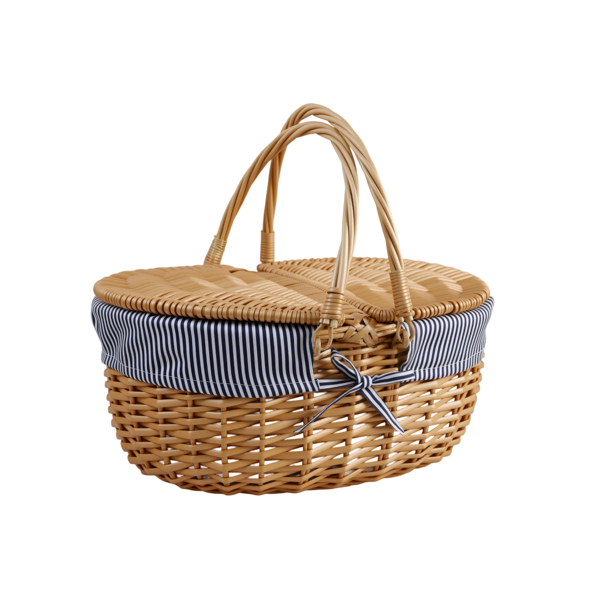 Cestas de tejido de sauce con cubierta, cestas de almacenamiento de tejido de supermercado, cestas de compras, cestas de frutas, manijas de cestas de picnic al aire libre