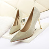 European and American sexy pointed shallow mouth high heels thin heel diamond gradient women’s single shoes thin heel ba