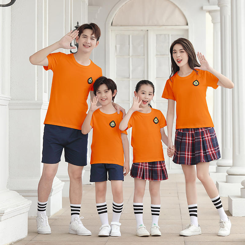 印制做夏季老师幼儿园班园服家庭亲子装短袖T恤批发中小学生校服|ms
