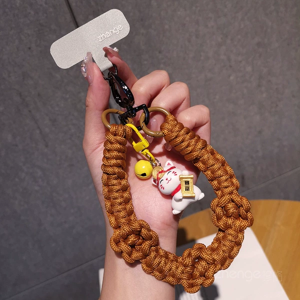Brown woven black bracelet, pendant, for luck
