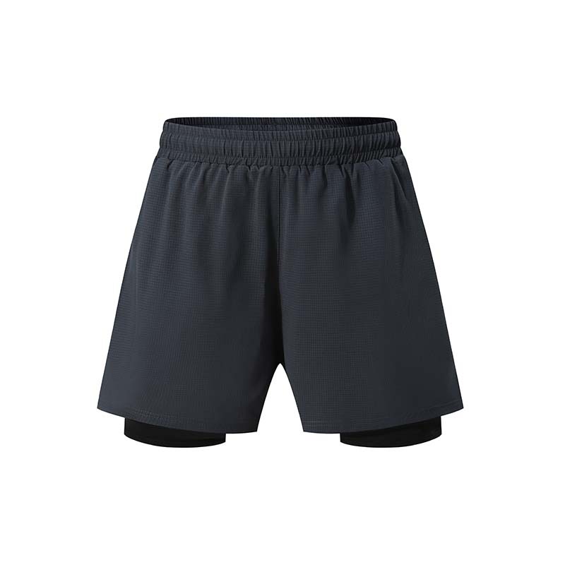 Pantalones cortos de secado rápido de doble capa para hombres de verano fitness pantalones de entrenamiento multibolsillos transpirables de alta elasticidad en stock al por mayor