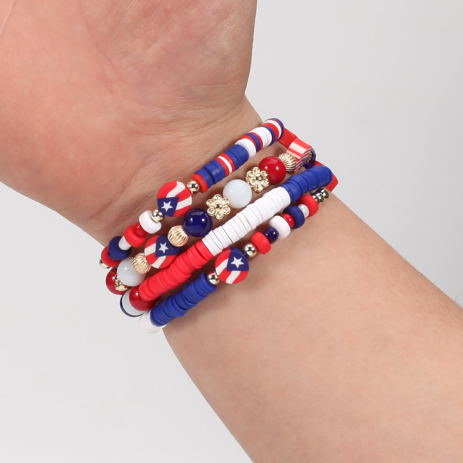 Wholesale Jewelry Classic Style American Flag Soft Clay Beaded Bracelets display picture 6