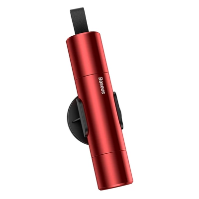 Baseus Safety Hammer Car Window Breaker Multi-Function Life-Saving Hammer Emergency Fire Escape Car Glass Hammer (Qəza çəkici) - baseus-safety-hammer-window-breaker-seatbelt-cutter-red