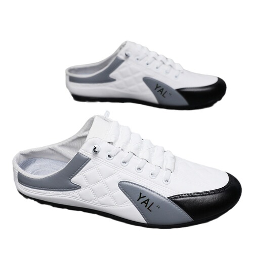 Men's Large Size Spring Half Slip-on Casual Breathable Korean Style Fashion Lazy One-step Bean Pod Shoes