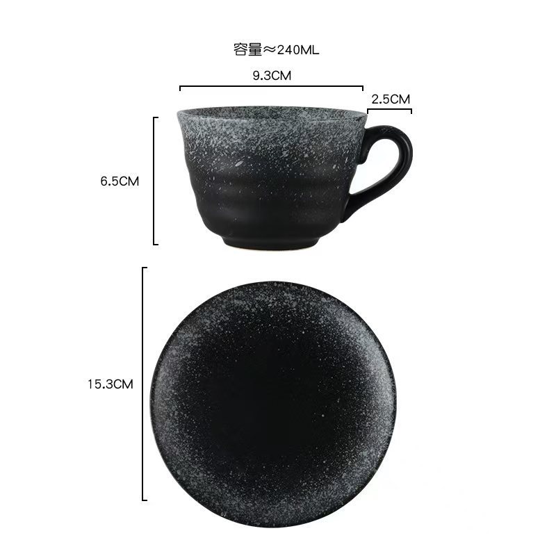 国境を越えたレトロなレリーフねじセラミックマグカップ手描きコーヒーカップ高颜値カップ皿セット昼寝カップ|undefined
