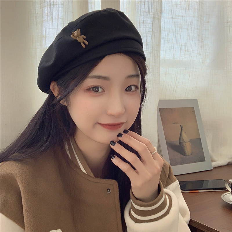 Sombrero para mujer Primavera y otoño nuevo estudiante lindo boina pequeña primavera cara de aspecto pequeño sombrero de pintor boina moda