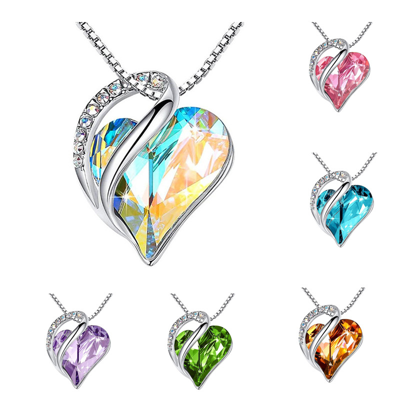 Fashion Heart Shape Artificial Crystal Plating Rhinestones Pendant Necklace 1 Piece display picture 1