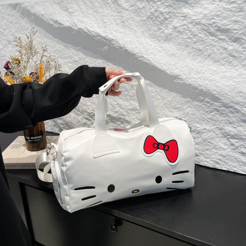 HelloKitty 만화 귀여운 대형 가방 어깨 활 헬로 키티 휴대용 피트니스 가방 크로스 바디 여행 가방