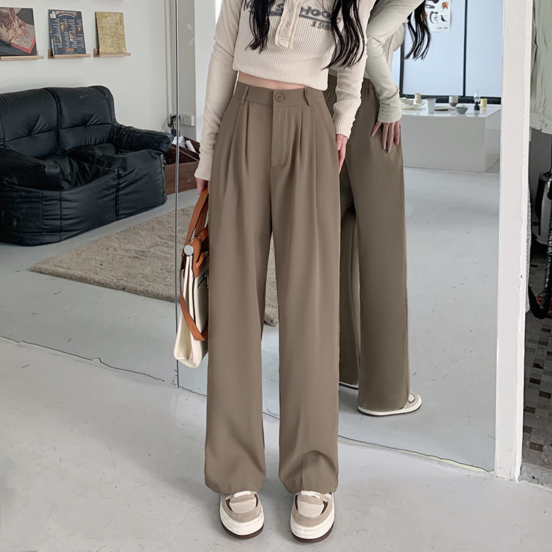 西装裤女2024年夏季新款高腰显瘦宽松垂感直筒百搭休闲阔腿裤子潮