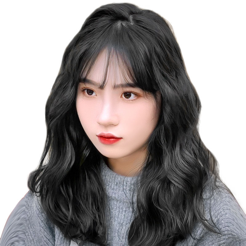 Peluca cabeza femenina cabello superior aumento de volumen cabello blanco esponjoso que cubre la pieza de reemplazo del cabello simulación cabello ondulación del agua Pelo Rizado flequillo peluca pieza