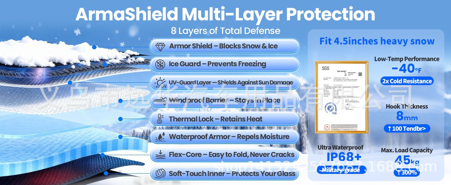 Car snow cover, car front windshield cover, anti-freeze, anti-snow and frost, front sunshade, winter cover, car cloth half cover