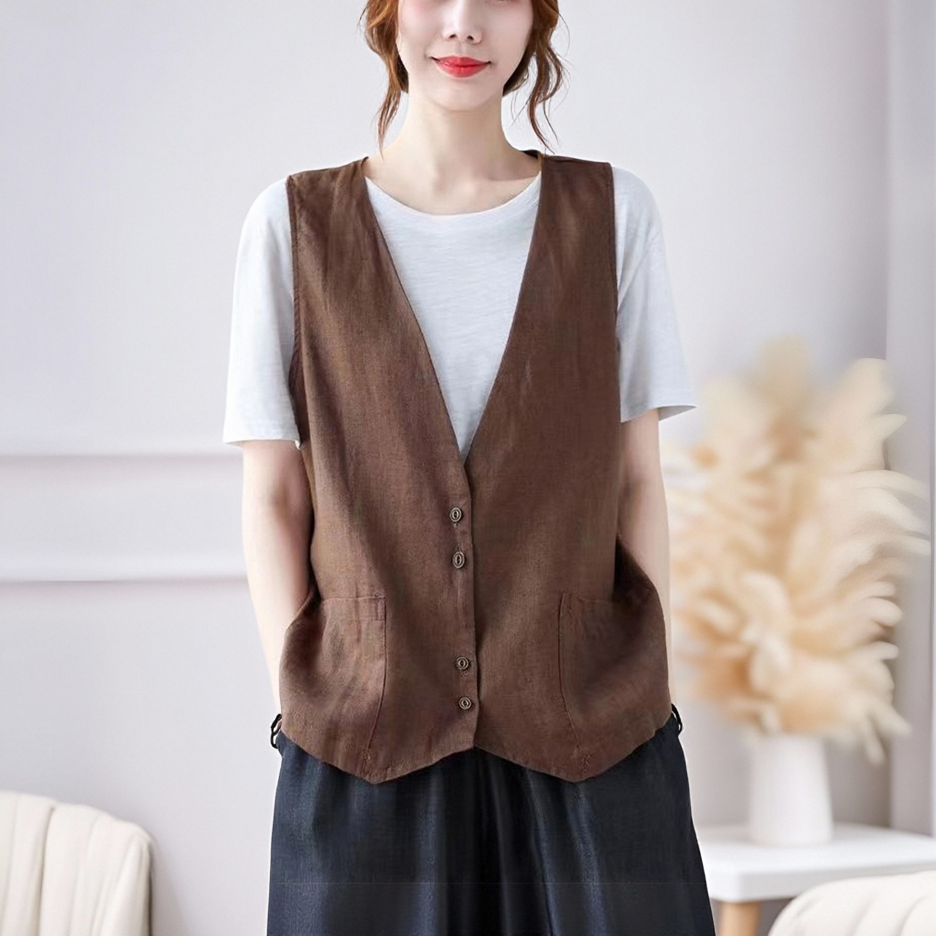 Primavera, verano, otoño, chaleco sin mangas, chaqueta, chaqueta de moda para mujeres