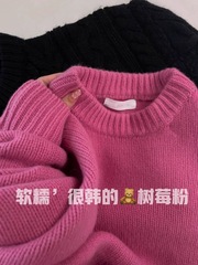 日系浣熊绒套头毛衣女秋冬宽松外穿慵懒风软糯针织衫打底内搭上衣