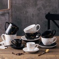 大理石纹咖啡杯碟套装大容量拉花卡布奇诺拿铁大容量批发定印LOGO